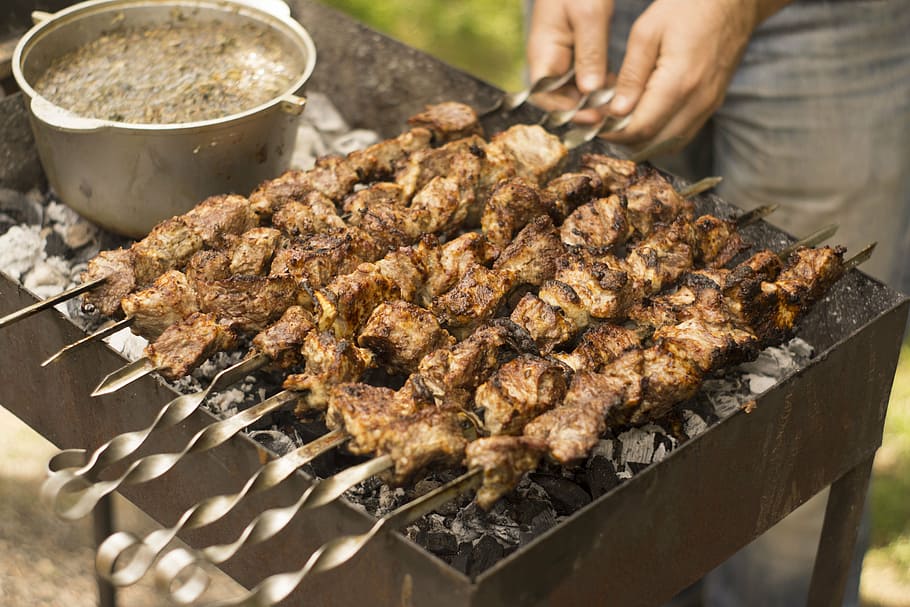 meat, grill, shish kebab, summer, joy, bbq, food, food and drink, barbecue, freshness