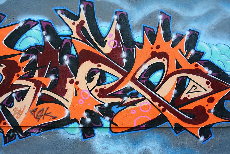 Graffiti, Street Art, Urban Art, art, sprayer, mural, berlin, kreuzberg, orange, multi colored