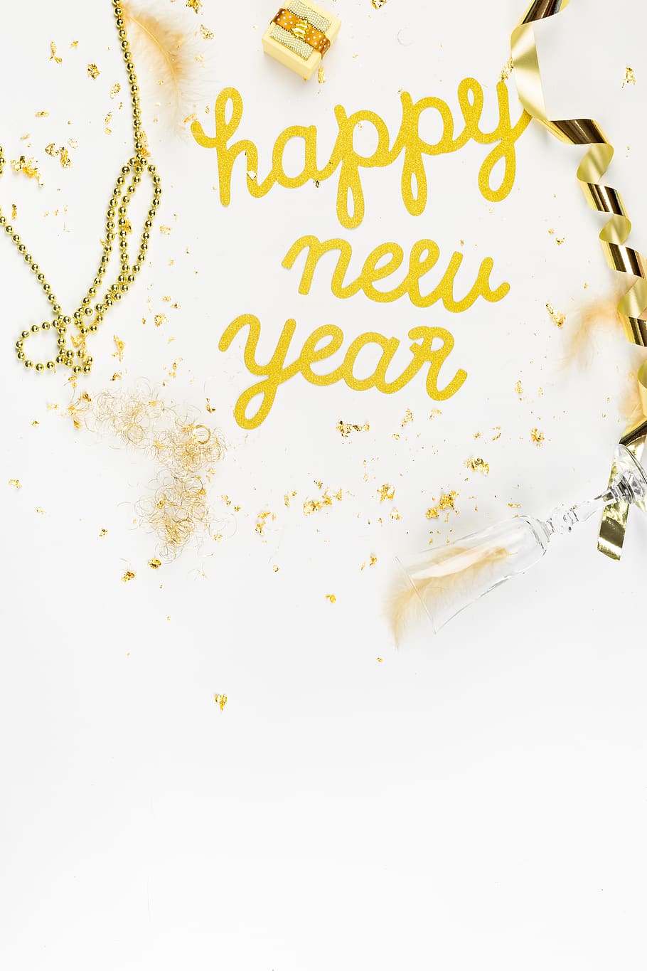 New Years eve, new year, background, white, white background, copy, copy  space, copyspace, flatlay, gold | Pxfuel