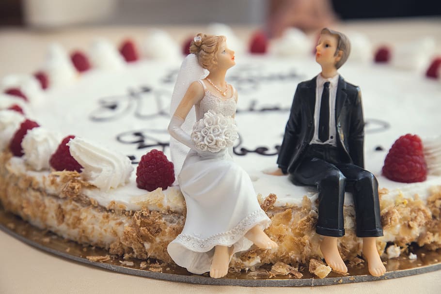 pastel de bodas de pareja, pastel de bodas, novia, novio, esposo, esposa, pastel, ceremonia, comida, dulce