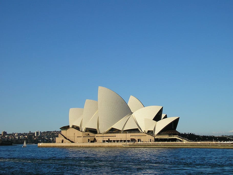 Gedung Opera Sydney, Australia, sydney, pelabuhan, tengara, ikon, arsitektur, tujuan perjalanan, eksterior bangunan, langit cerah