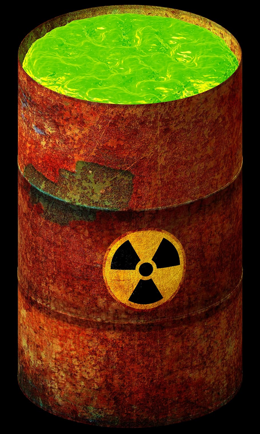 tambor marrom enferrujado, nuclear, resíduos, radioativo, tóxico, perigo, radiação, ambiente, poluição, ecologia