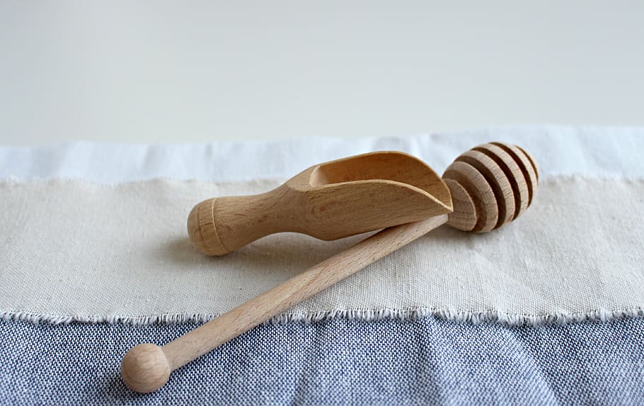 brown, wooden, honey comb, honey scoop, wood, spoon, wooden cutlery, wooden spoon, kitchen cutlery, kitchen