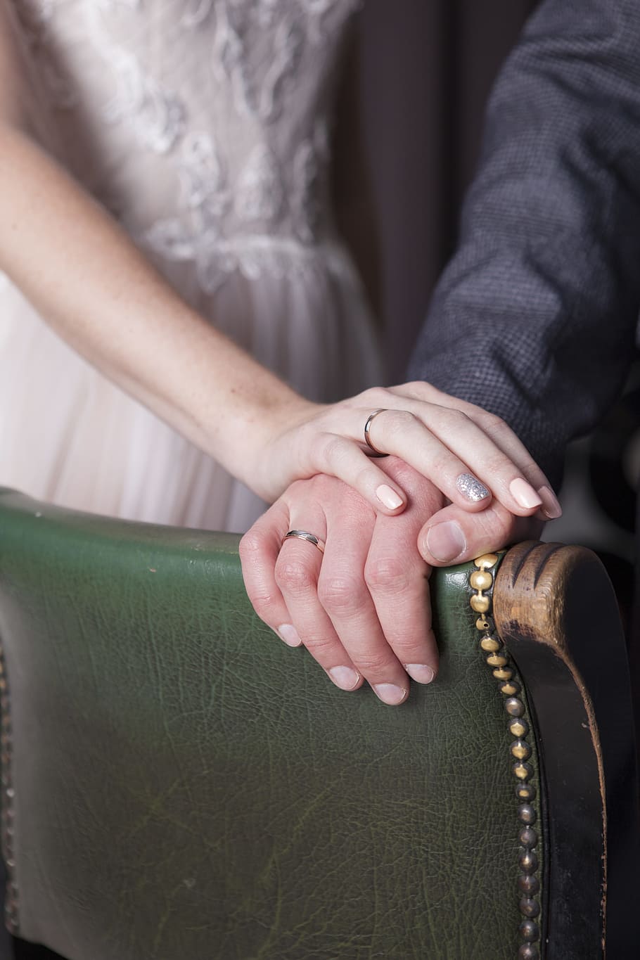 man, woman, holding, hands, people, grown up, hand, one, clothing, rings