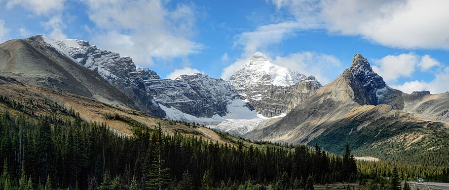 capped, mountain landscape, scenery, banff, national, park, Snow, Mountain, Landscape, Banff National Park