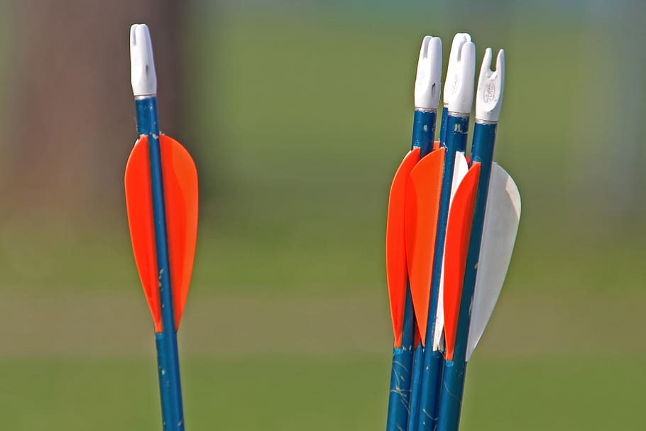 arrows, archery, bogensport, arch, without fail, close-up, still life, art and craft, multi colored, group of objects