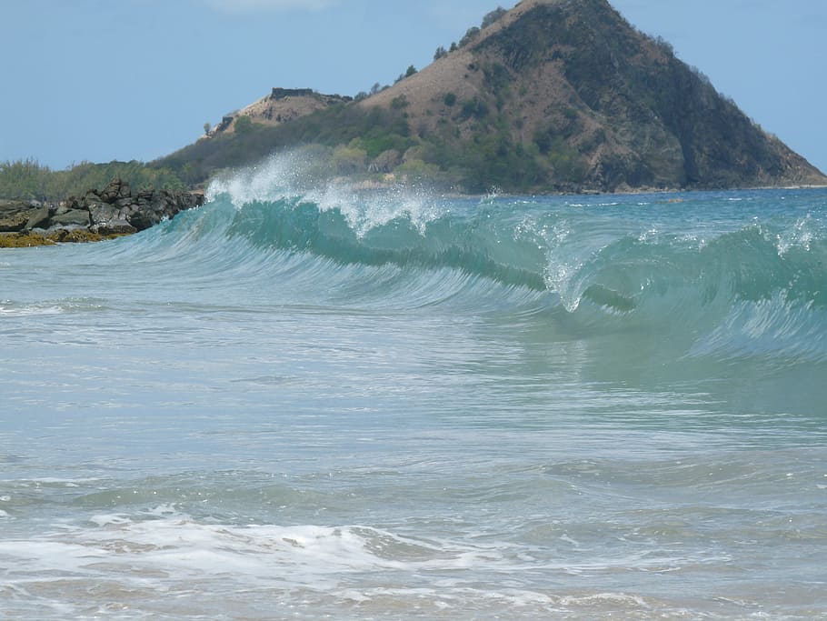 ocean, wave, waves, beach, water, flowing, sea, outside, caribbean, eastern caribbean