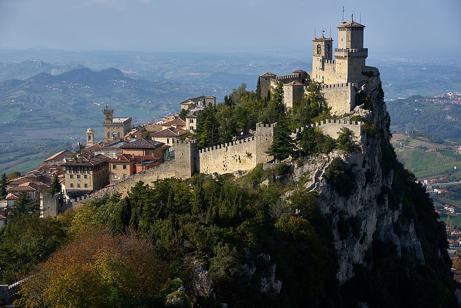 castle, rock, mountains, middle ages, nature, architecture, mysterious, landscape, san marino, built structure