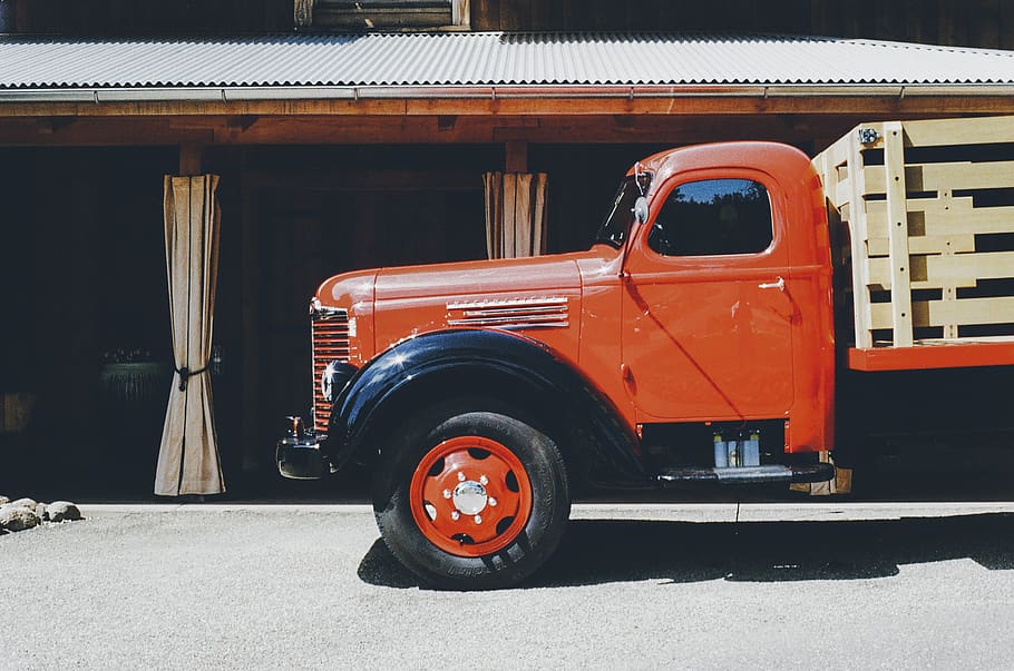 truck, lorry, transport, vintage, red, oldtimer, vehicle, automobile, old, auto