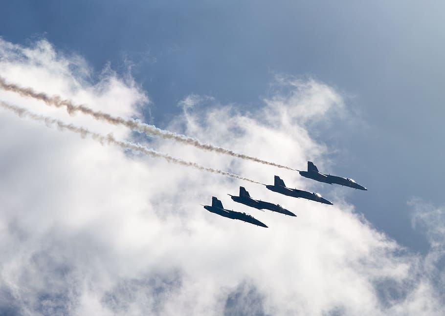 ángeles azul marino, marina estadounidense, estados unidos, exhibición aérea, demostración aérea, vista, cielo, nubes, volando, nube - cielo