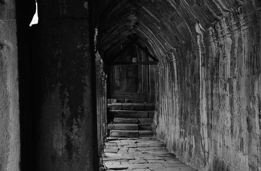 oscuro, túnel, mazmorra, antiguo, entrada, corredor, pasaje, piedra, misterio, desconocido