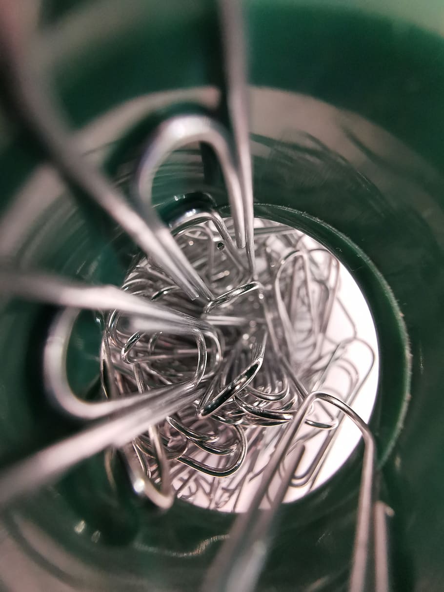 paper clips, office, binder, metal, bokeh, creatively, creative, selective focus, close-up, indoors