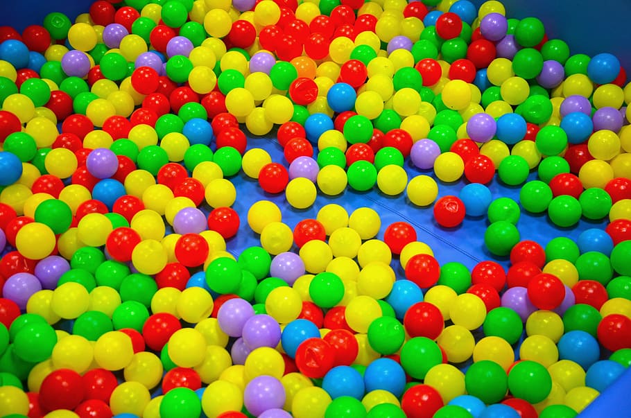 bolas, cores, bola colorida, jogos, crianças, banheira, festa, multi colorido, grande grupo de objetos, abundância