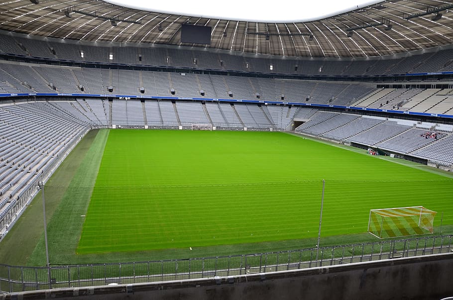 soccer field, stadium, grandstand, field, football, fc bayern munich, bayern munich, bavaria, munich, bavaria munich