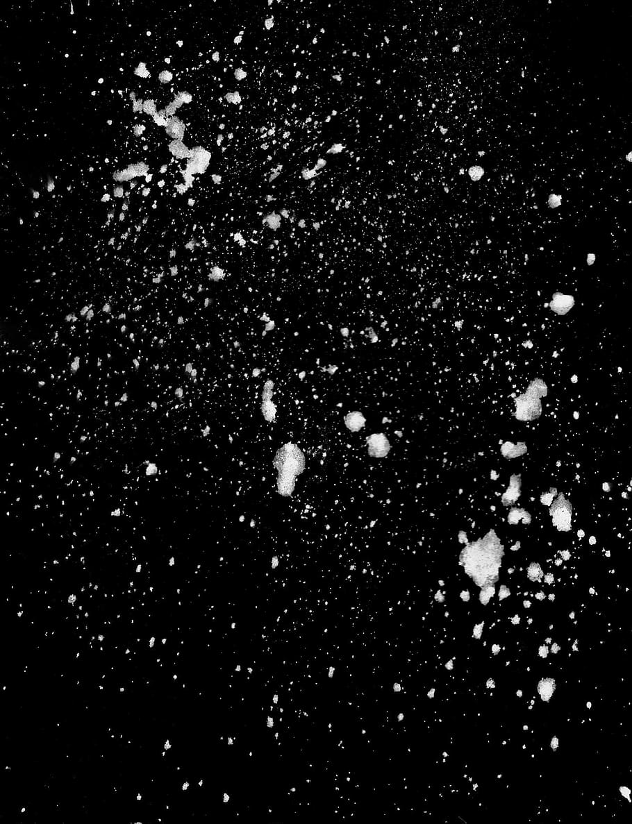 negro, blanco, Tinta, Blanco y negro, concepción artística, fondo negro, movimiento, espacio estelar, nevando, nieve