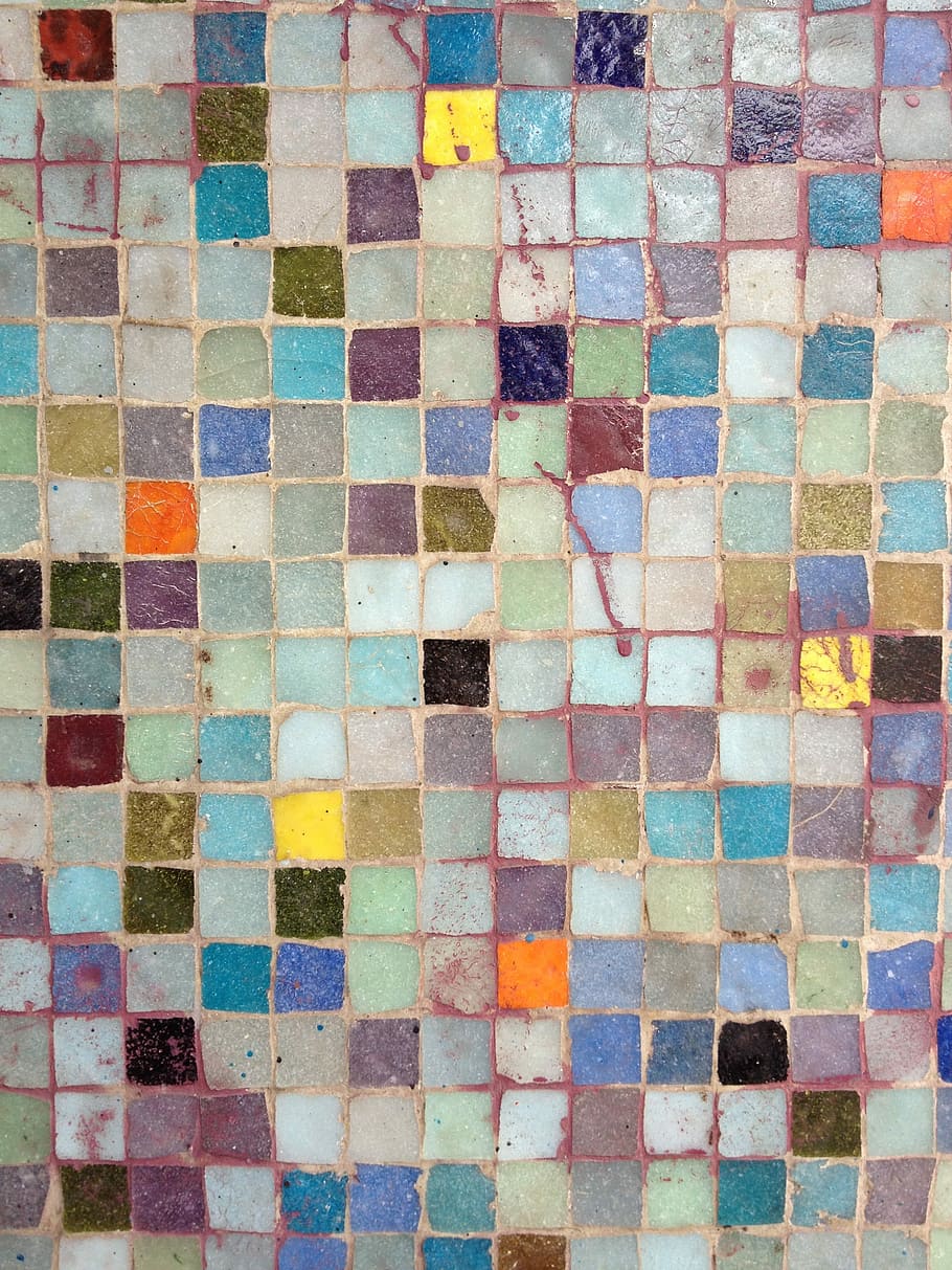 Mosaic, Wall, Texture, multi colored, backgrounds, abstract, textured, pattern, checked pattern, full frame