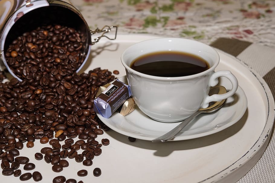 granos de café, café, lata de café, cafeína, frijoles, tostado, se benefician de, bebidas, bebidas calientes, estimulantes