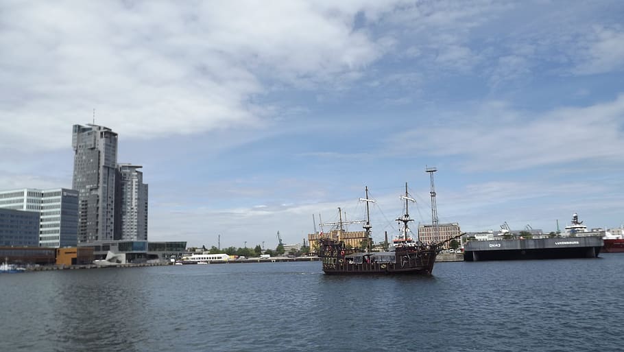 panorama, gdynia, view, the baltic sea, ship, tour, port, cruise ship, architecture, the skyscraper