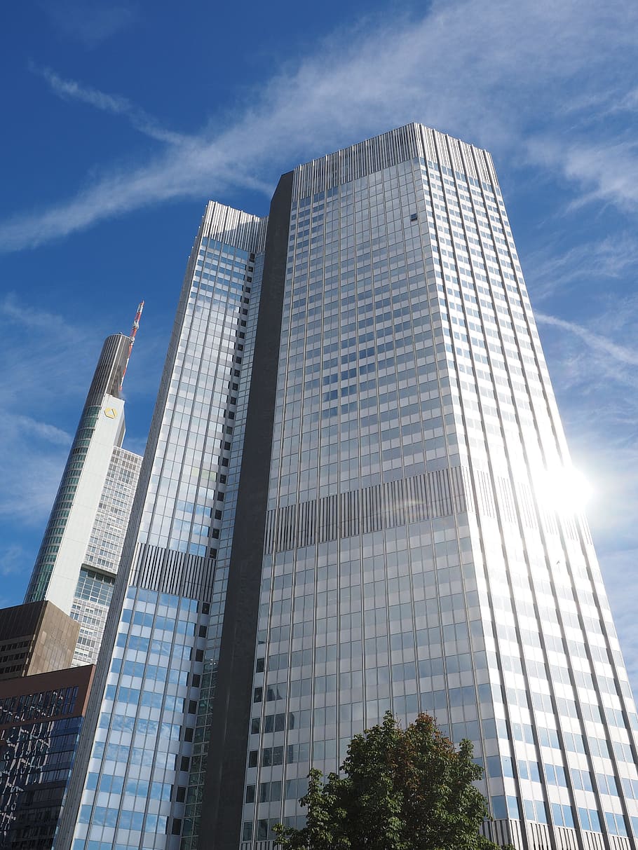 euro tower, skyscraper, downtown, frankfurt am main germany, building, bank für gemeinwirtschaft, bfg, ecb-central, european central bank, ecb