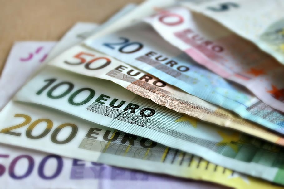 10, 20, 100, 200, 500ユーロ紙幣, 紙幣, ユーロ, 通貨, 金融, 富