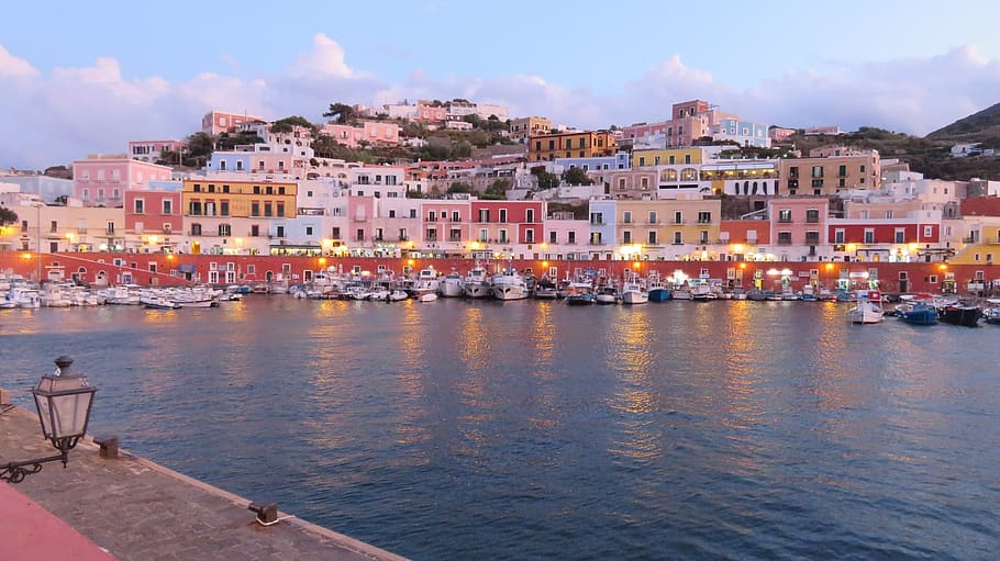 ponza, pontine island, port, italy, vacations, tourism, mediterranean, idyllic, travel, architecture