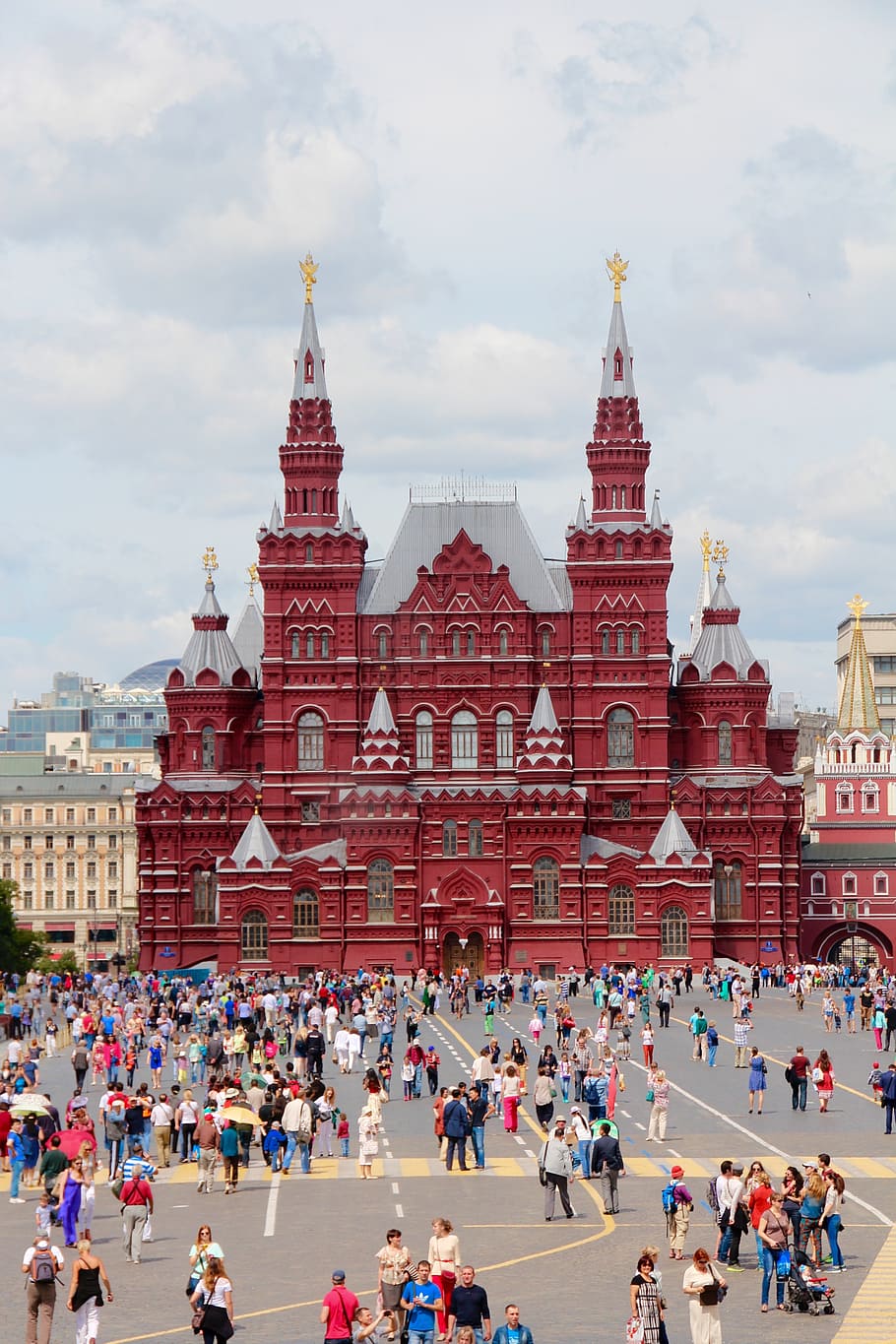 vermelho, construção, dia, moscovo, rússia, união soviética, leste, capital, historicamente, turismo