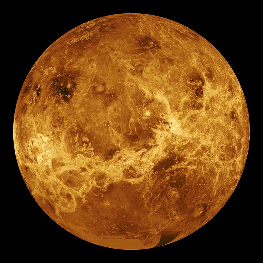 yellow planet, venus, surface, hot, heat, planet, starry sky, space, universe, night sky