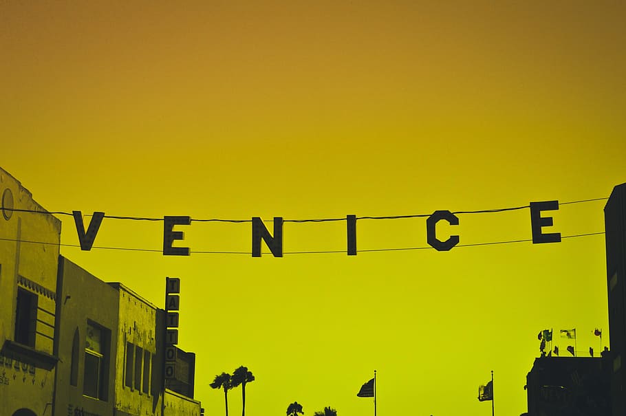 Venice, Hanging, Sign, Yellow, typography, architecture And Buildings, no People, urban Scene, text, outdoors