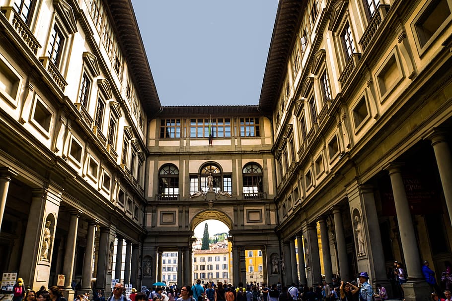 Florencia, Italia, gente, caminando, compras, plaza, impresionante, horizonte, fuera de, Ponte Vecchio