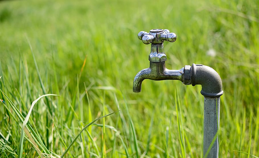 faucet, water, meadow, drought, nature, the greenhouse effect, closeup, cock, irrigation, plumber