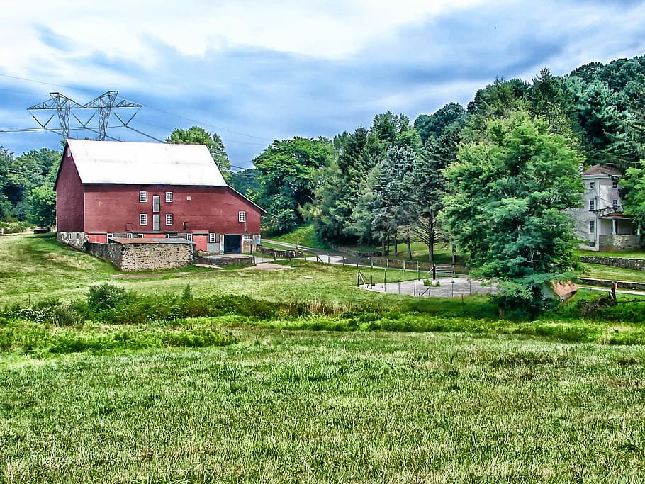 Pennsylvania, Landscape, Farm, Rural, house, barn, agriculture, fields, summer, spring