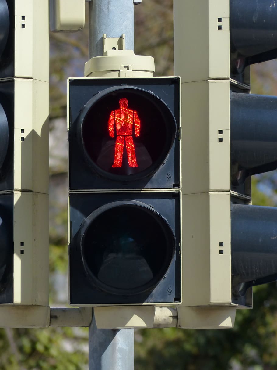 traffic light, red, traffic lights, beacon, rules of the road, traffic light signal, light, stand still, footbridge, pedestrian