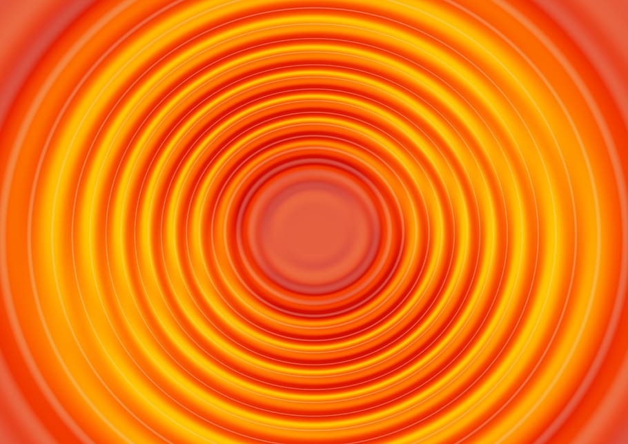 gelombang, oranye, konsentris, lingkaran gelombang, latar belakang, bentuk geometris, lingkaran, merah, bingkai penuh, warna oranye