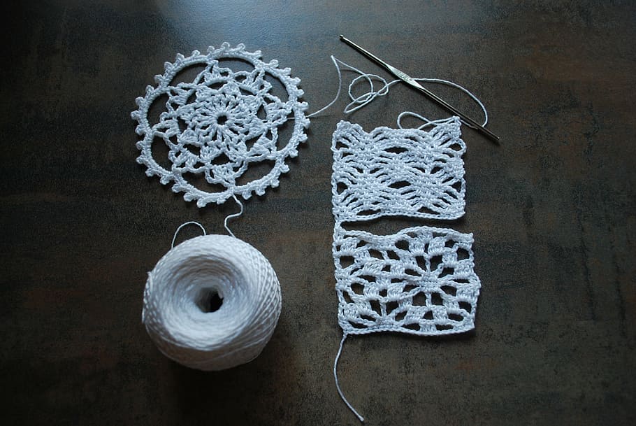cotton, hook, example, craft, white, hobby, crochet, handmade, pattern, home