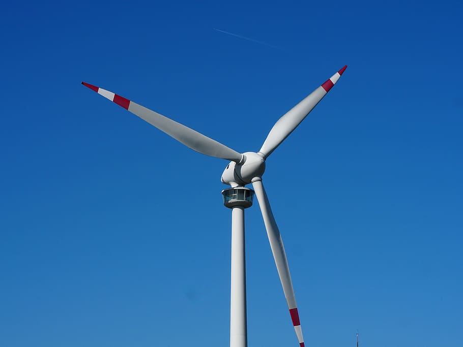 風車, 風力, 代替エネルギー, エネルギー, 環境技術, 風力エネルギー, 空, 青, ウィンドパーク, 現在