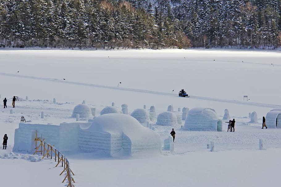Lake, Frozen, Freezing, shikaribetsu, zing, afternoon, winter, snow, beautiful, snow-caped