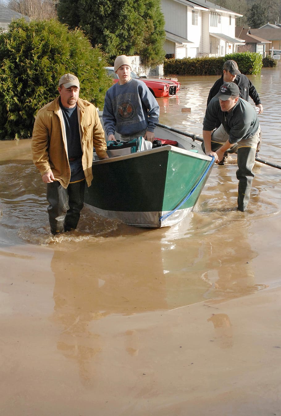 2007, flooding, Vernonia, Oregon, air force, canoe, photos, Natural disaster, people, public domain