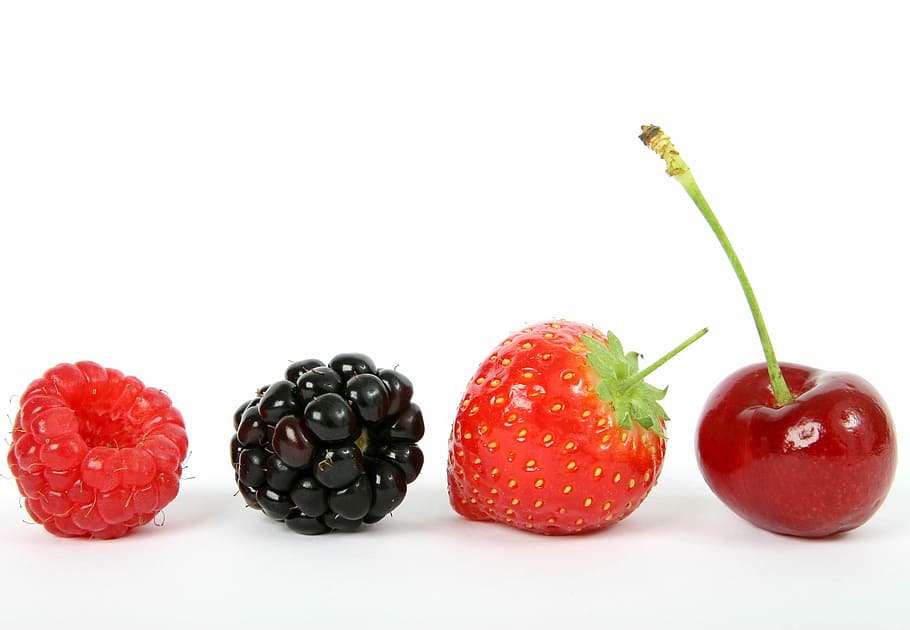 selection of berries, Selection, berries, berry, blackberry, cherry, raspberry, red, strawberry, fruit