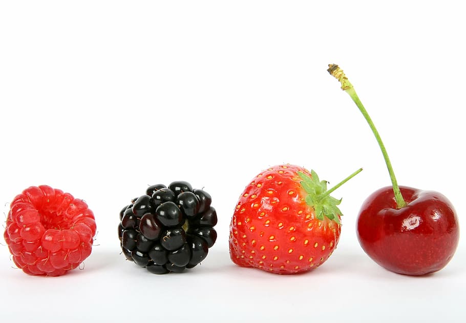 ceri, stroberi, blackberry, cranberry, memetik, hitam, blueberry, sarapan, closeup, warna