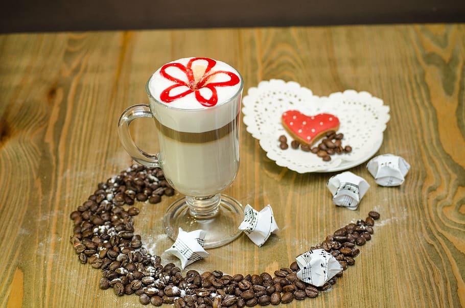 coffee, milk, coffee to serve with the citrus, gift, food and drink, food, sweet food, sweet, baked, dessert