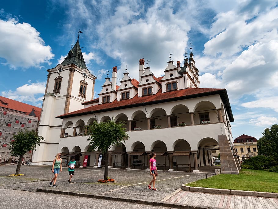 Levoča, históricamente, ciudad, Eslovaquia, ciudad vieja, cielo, nubes, azul, arquitectura, iglesia