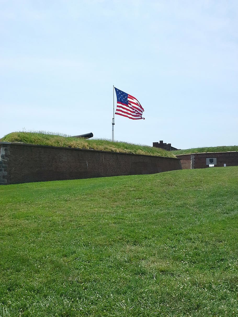 fort mchenry, mchenry, cañón, americano, américa, colonos, guerra revolucionaria, antigua gloria, bandera, bandera estadounidense