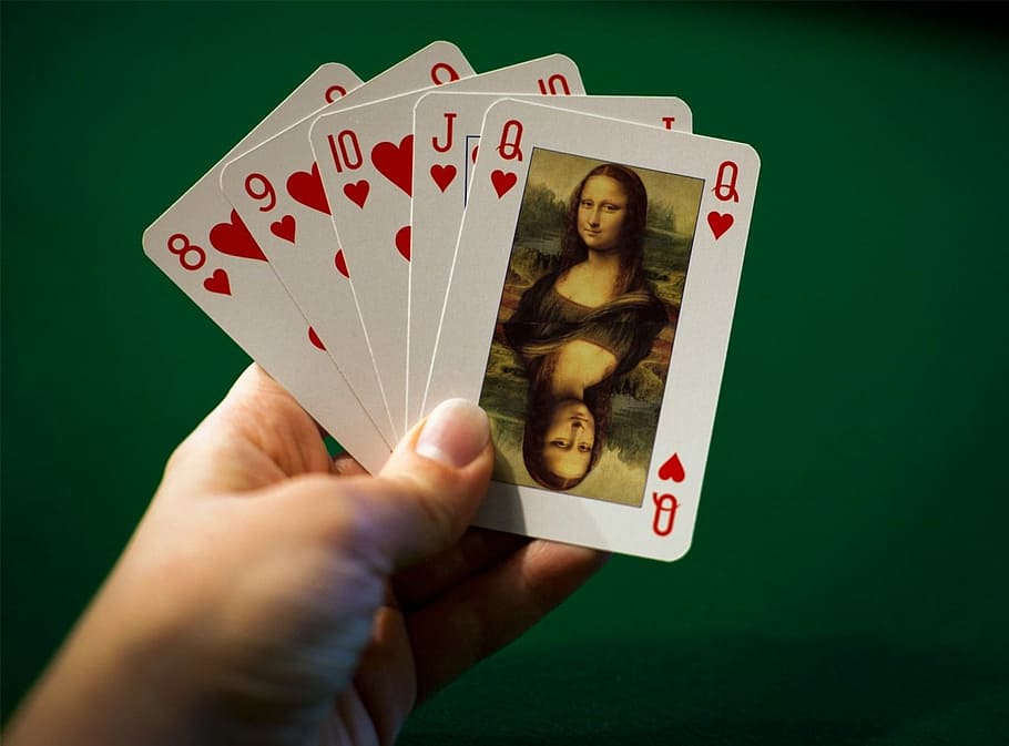 person, holding, hearts, playing, cards, Monalisa, People, Portrait, leonardo da vinci, antique