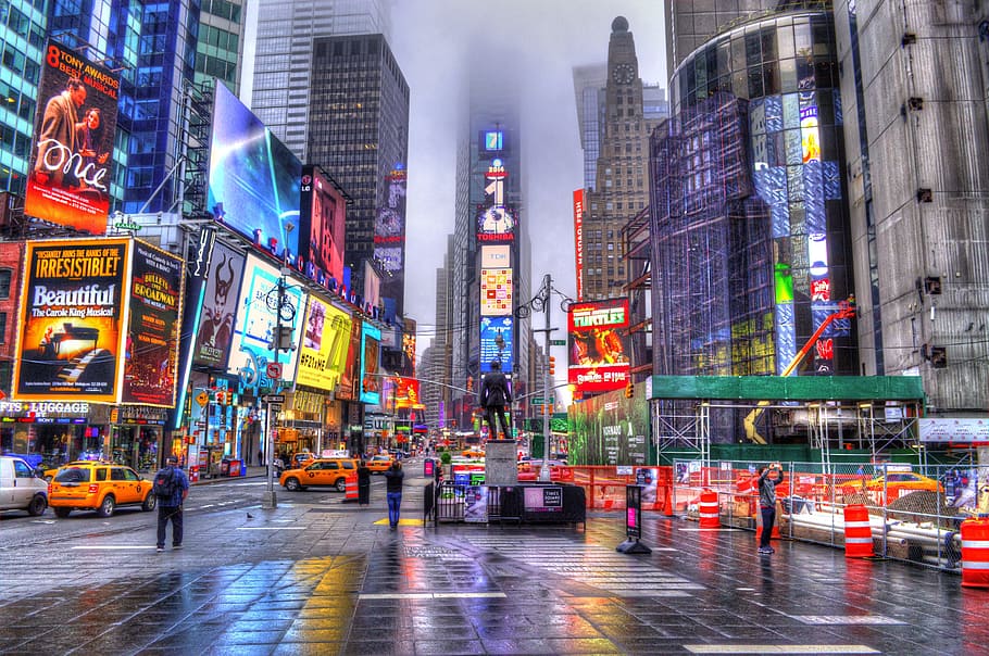 타임 스퀘어, 건물 표면, 맨해튼, 뉴욕, 마천루, 도시, 건축물, 거리, 도시 생활, 도시 거리