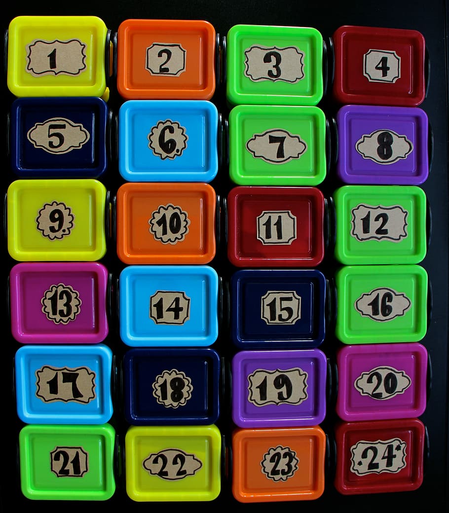 Advent Calendar, Advent, Christmas, pay, advent, christmas, gifts, colorful, multi colored, indoors, full frame