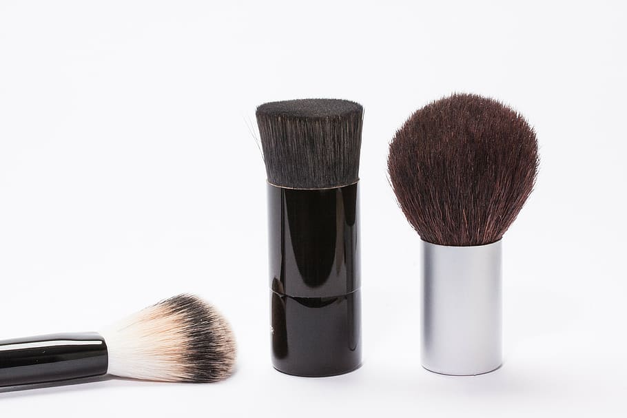 brown, black, makeup brushes, brush, cosmetics, kabuki-pnsel, makeup, make up, bristles, hair