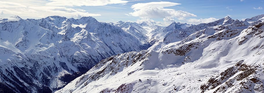 sölden, austria, ski, pegunungan, pegunungan Alpen, alam, lereng, puncak yang tertutup salju, salju, keturunan