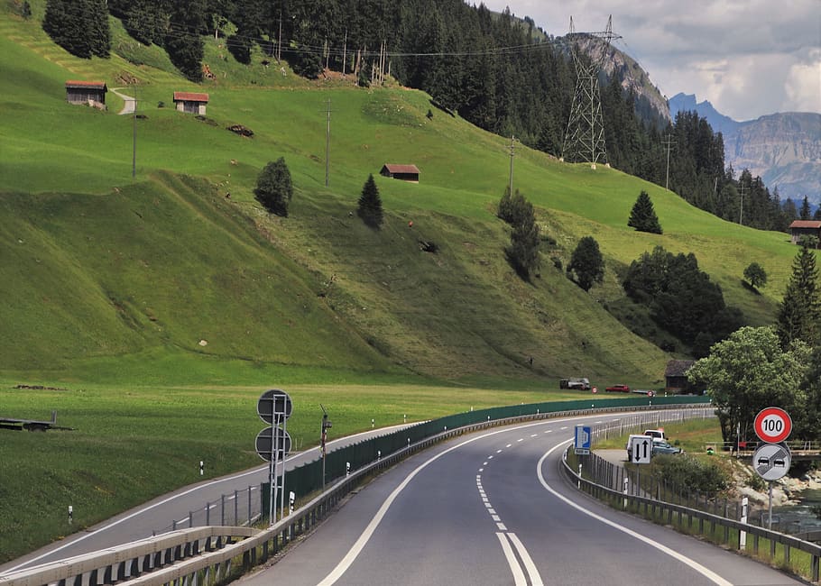 highway, asphalt, hill, mountain, the side of the road, the alps, travel, mountains, independently, scenery