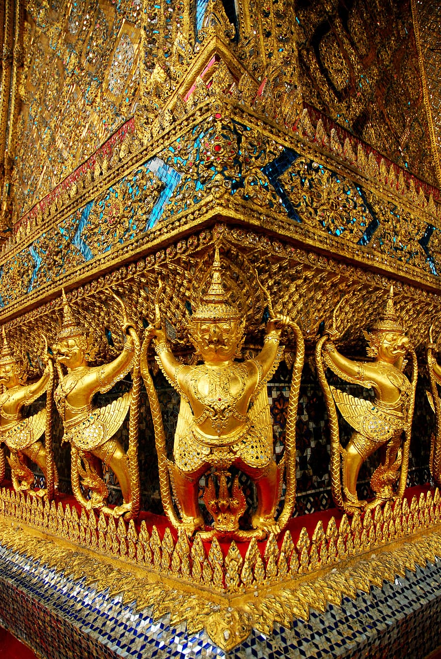 wat phra temple, temple of the emerald buddha, gold, thai art, thailand, buddhist, ancient, wat, bangkok, belief