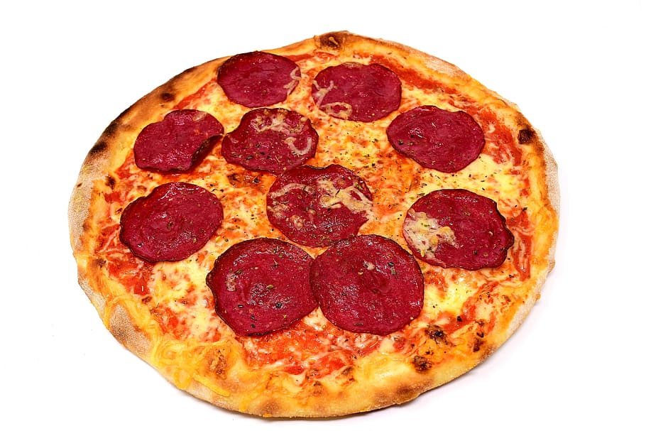 pizza, salami, food, cheese, italian, pizza topping, food and drink, cut out, pepperoni pizza, geometric shape